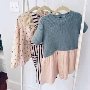 ZARA + HM 3 PIECE BUNDLE. DRESSES AND CORDUROY TOP SIZE 3-4